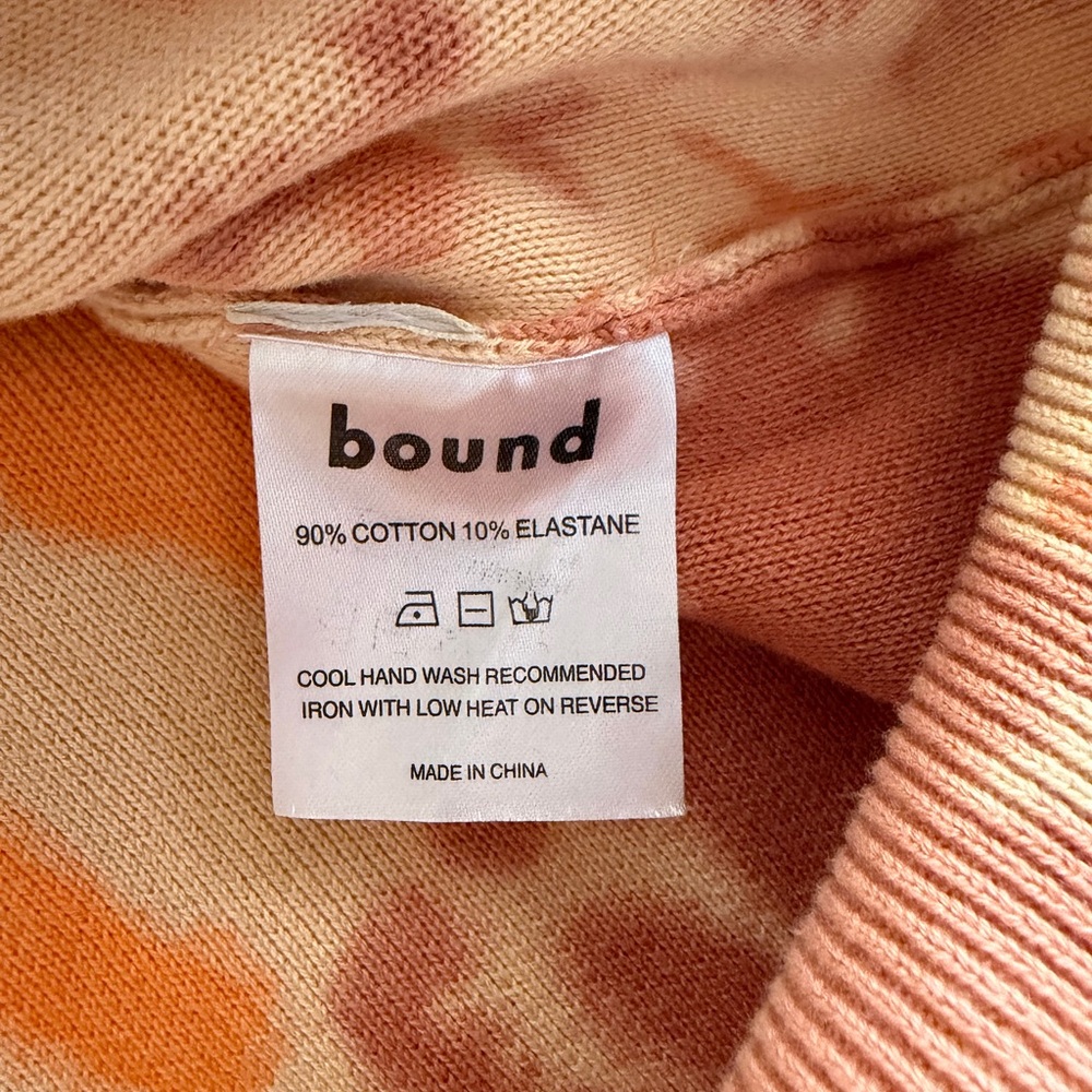 Oversized Crewneck Cotton Tie Dye Sweatshirt Bound XS Pullover Orange Cream - Picture 4 of 7